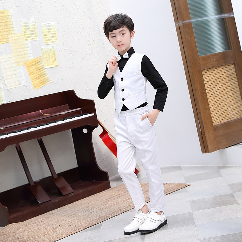 Boy's horse-coated spring and autumn wearing dress childhood moderator fashion handsome suit student piano performance clothing