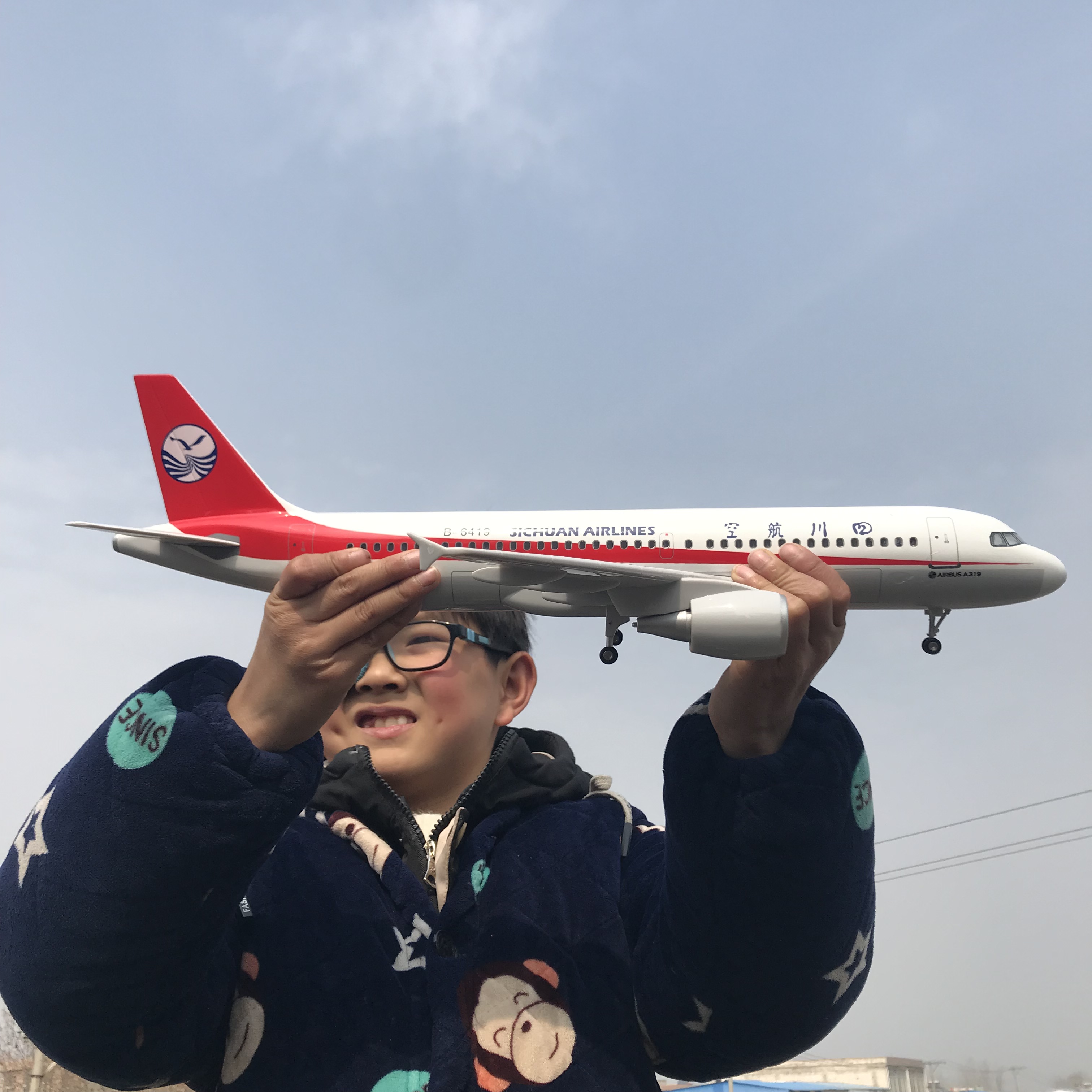 Sichuan Airlines 3u8633 aircraft model aeromodey simulation alloy pendulum piece children's toy Chinese aircraft Long Air flight
