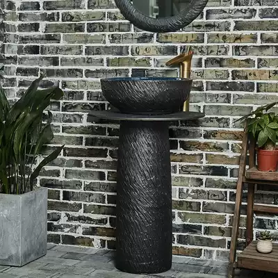 Edge painting floor-standing integrated wash basin outdoor balcony pool column basin cosmetic room vertical column washbasin household