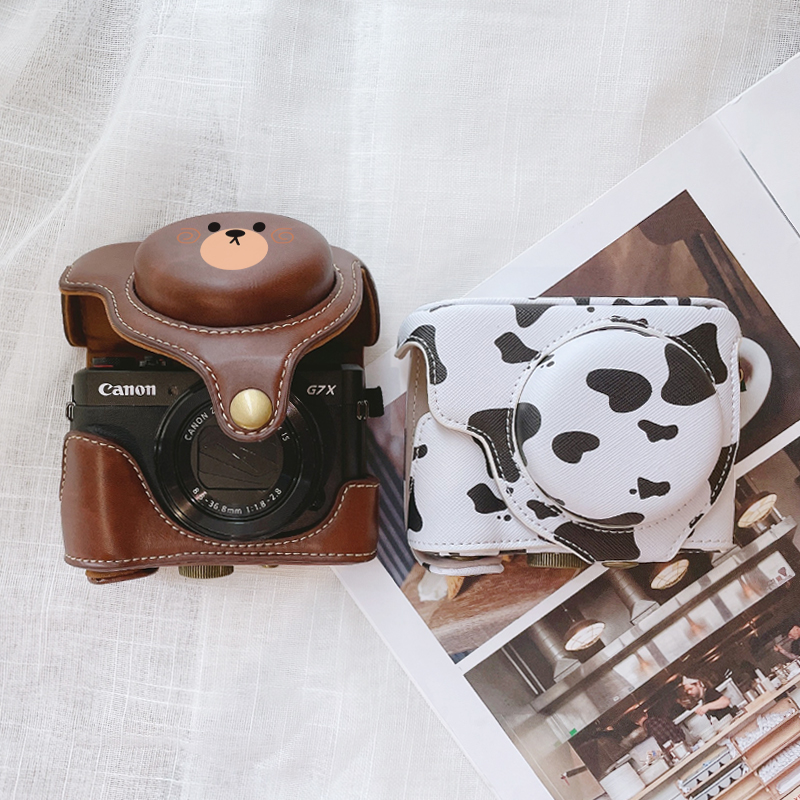 Applicable Canon G7X 12 Three generations General more than three Cartoon Ii Camera Bag White 2 black leather jacket shockproof iii