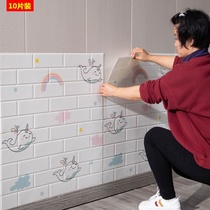 Wallpaper self-adhesive household 3D three-dimensional wall stickers Bedroom warm decoration childrens room waterproof tide cartoon environmental protection wallpaper