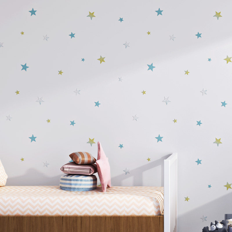 Cartoon wallpaper self-adhesive children's bedroom warm non-woven self-adhesive wallpaper boys and girls room dormitory cute wall stickers