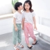 Quần dài trẻ em 7 tuổi, bé gái, bé trai, quần áo trẻ em, vải cotton, cotton, đồ ngủ trẻ em xuân hè, nhẹ và thoáng khí - Quần tây