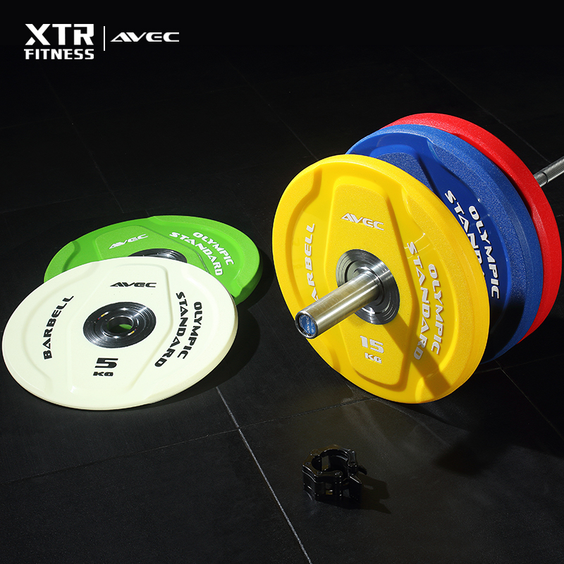 AVEC Barbell Piece PU Olympiad Weightlifting Wheel Gym Equipment Olympic Pole Counterweight Home Hole Dumbbell Tablet