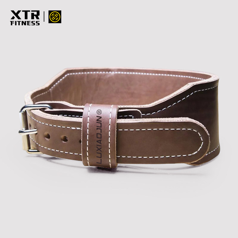 Lu Xiaojun weightlifting belt double-head layer cowhide fitness men's and women's sports equipment training hard-pulled squat, bench push waist