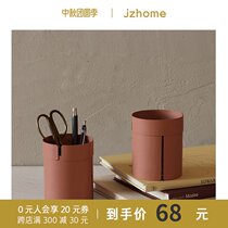 Several Nordic coral red desktop storage barrel stainless steel pen holder kitchenware chopsticks spoon sundries makeup stationery tube