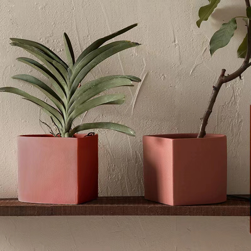 JZ Several to Nordic minimalist U shaped phase raw flower pot Morandi clay green plant multi-meat flower and grass basin creative design-Taobao