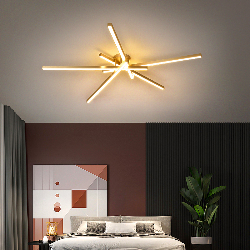 Nordic minimalist light luxury bedroom ceiling lamp designer creative led small apartment living room lamp minimalist line lamps