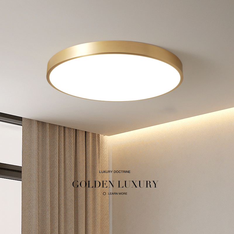 All copper ultra-thin led ceiling lamp simple modern wedding room bedroom lamp living room all copper super bright balcony Nordic lamp