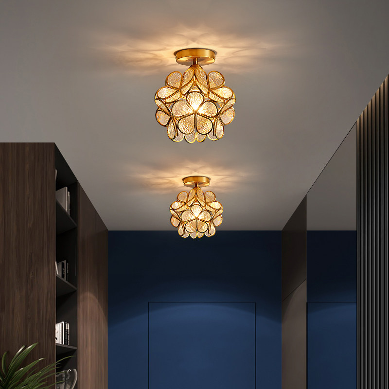 Nordic all-copper balcony lamp modern simple aisle corridor lightweight luxury star porch cloakroom ceiling lamp