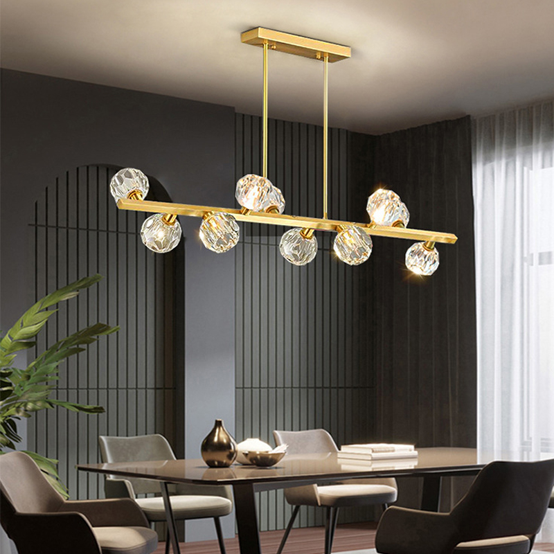 Nordic Dining Handler Light Luxury Crystal Network Red in Molecular Lamps Creative Personality All-copper Table Channel