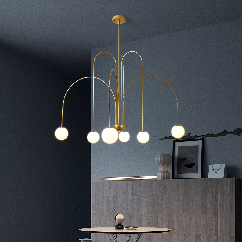 Nordic Designer Chandeliers Living Room Lamp Modern Minimalist Atmospheric Dining Room Lighting Creative Web Red Magic Bean Bedroom Lamps