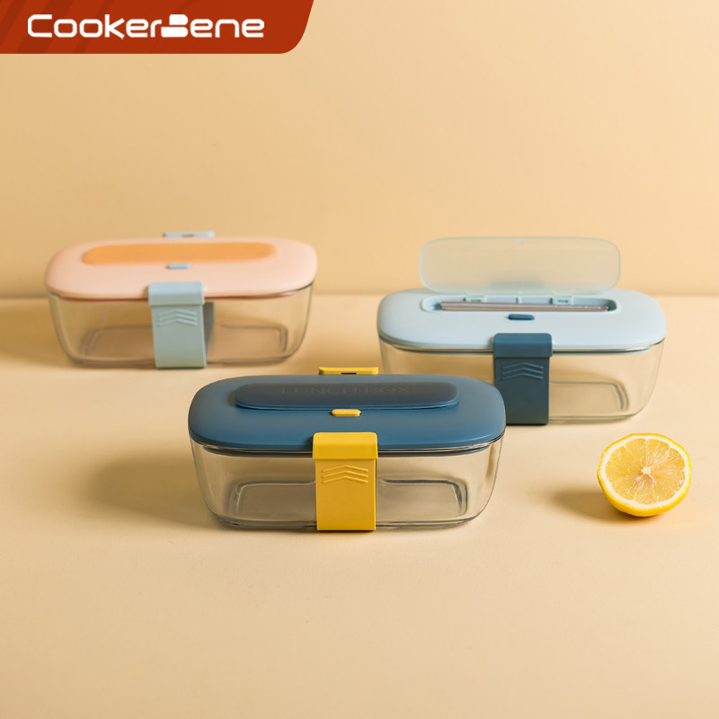 Office workers with lunch box can microwave heated glass lunch box preservation special bowl student separation bento box female