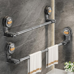 2025 New arrival Sucker Towel Rack Punch-free Toilet Bathroom Storage Telescopic Towel Bar Wall-mounted Towel Rack