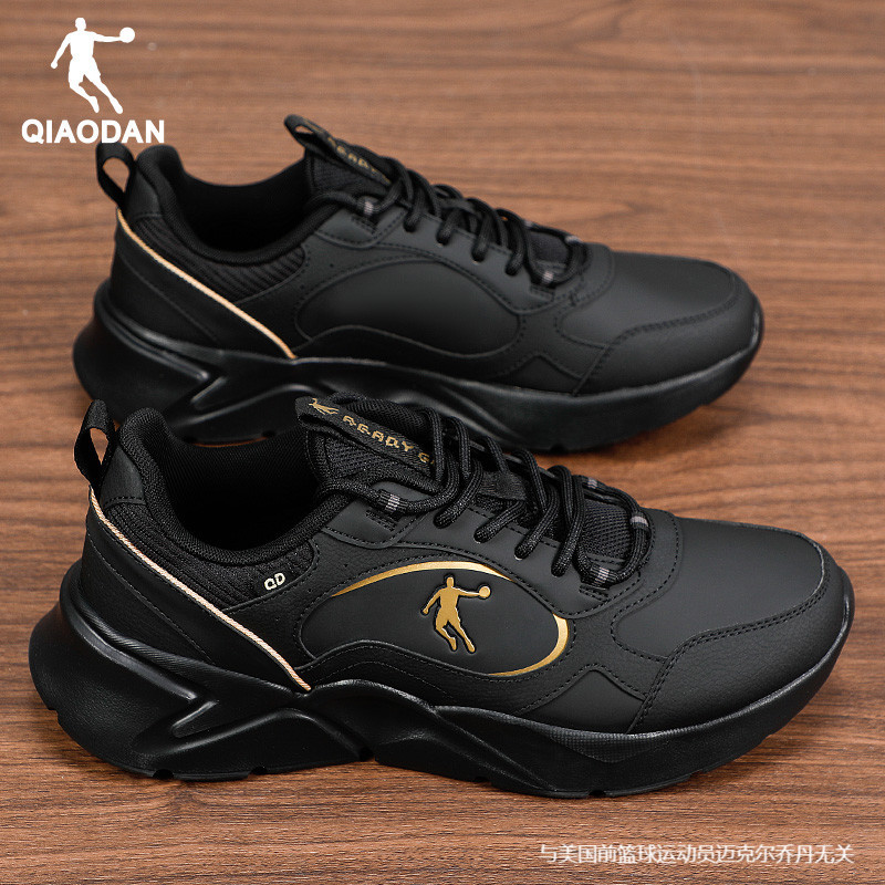 Jordan Men's Shoes 2026 Spring New Black Running Shoes Official Flagship Store Genuine Leather Waterproof Sports Shoes
