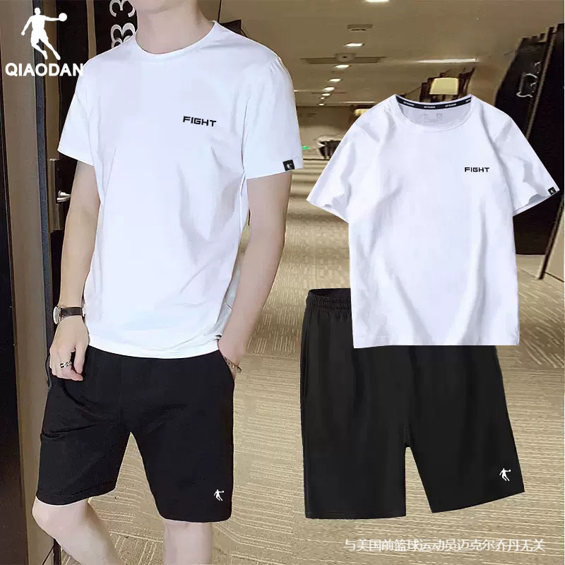 Jordan Sports Suit Men's 2026 New Summer Short-Sleeved T-Shirt Five-Quarter Shorts Loose and Breathable Men's Two-Piece Set