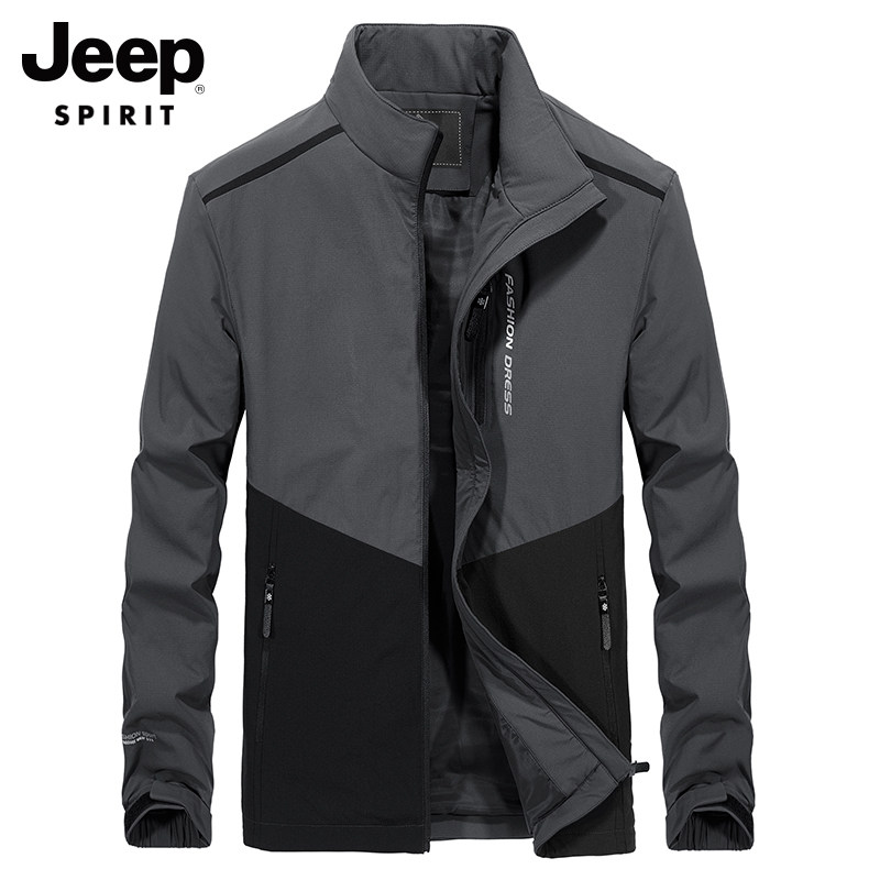(Second Kill) JEEP men's flagship jacket men's spring and autumn loose casual jacket plus velvet middle-aged men's jacket trend