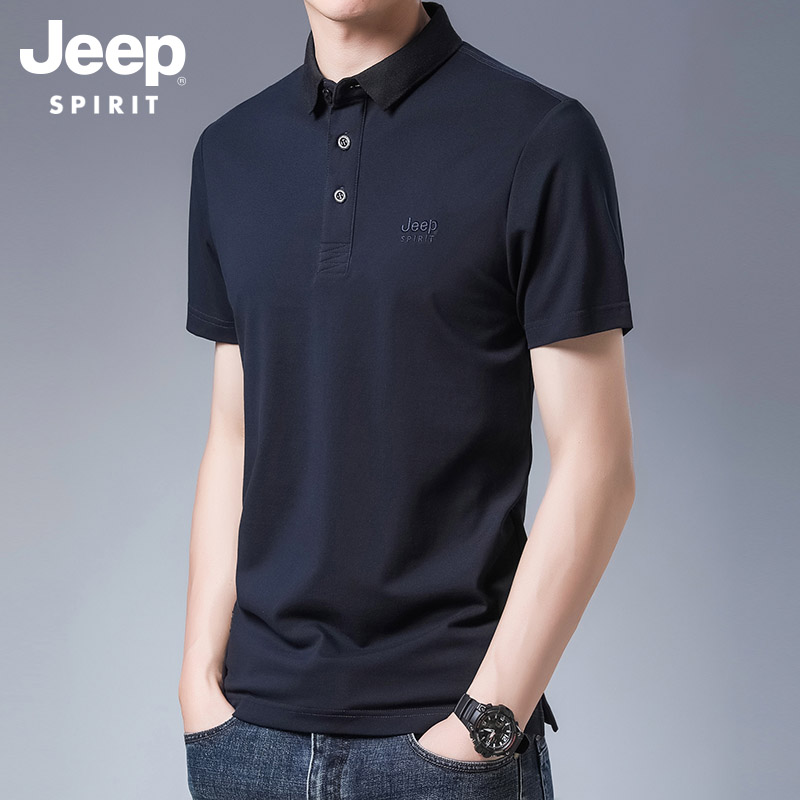 JEEP2022 new summer T-shirt male short sleeve trend to fix 100 hitch size casual high-end men polo shirt