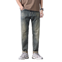 Jeep jeans mens 2024 spring new style versatile loose washed trousers straight casual mens trousers trendy
