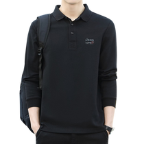JEEP SPIRIT autumn and winter mens long-sleeved T-shirt 2024 new middle-aged dad wear lapel POLO shirt top