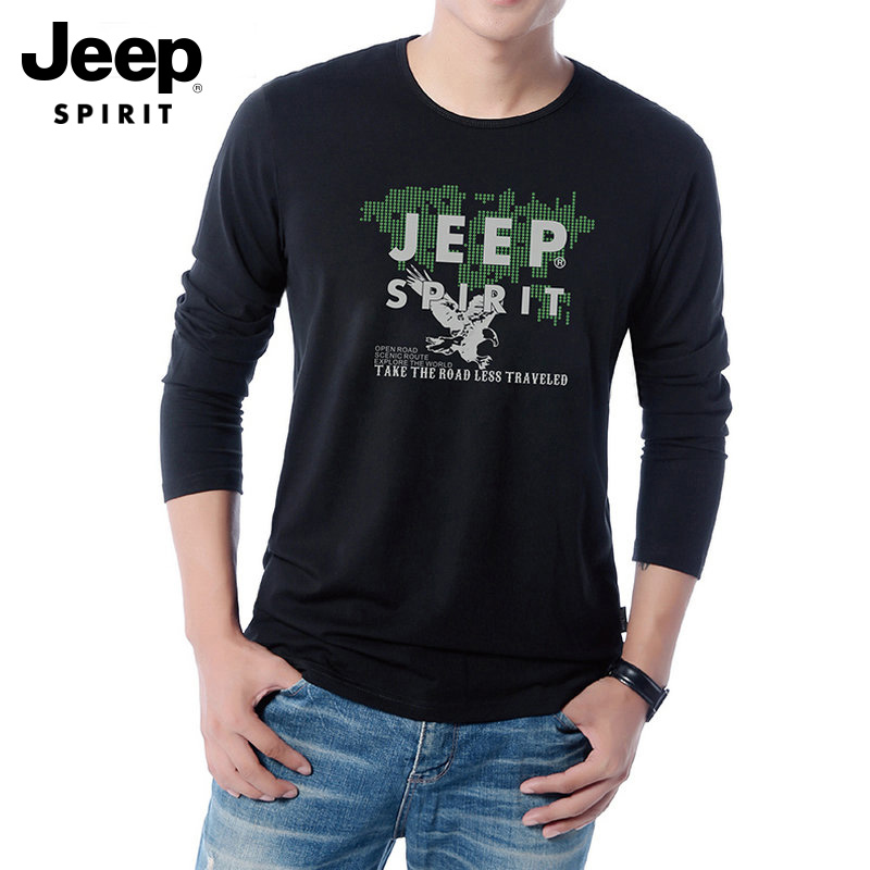 JEEP men's flagship all-match long-sleeved T-shirt men's round neck 2022 new autumn top loose men's bottoming shirt tide Z