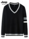 Jeep Knitwear Men's V Neck Pullover Autumn and Winter Korean Style Loose Lazy Style Knitwear Outer Wear Student Long-Sleeved Jacket