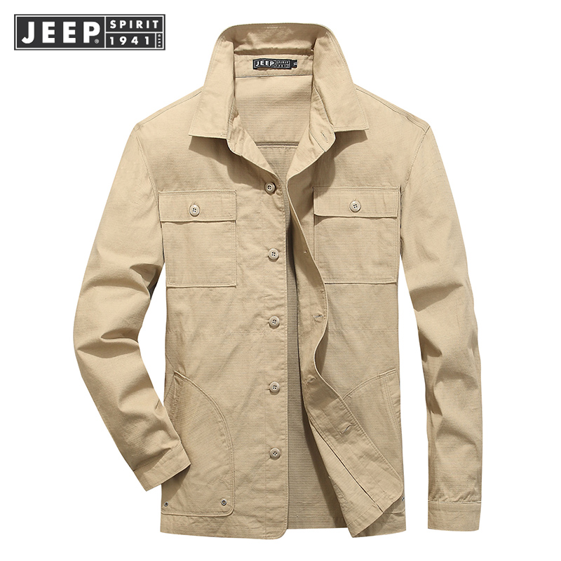 (Second Kill) Jeep Autumn New Shirt Men's Loose Casual Padded Top Fashion Versatile Cotton Long Sleeves