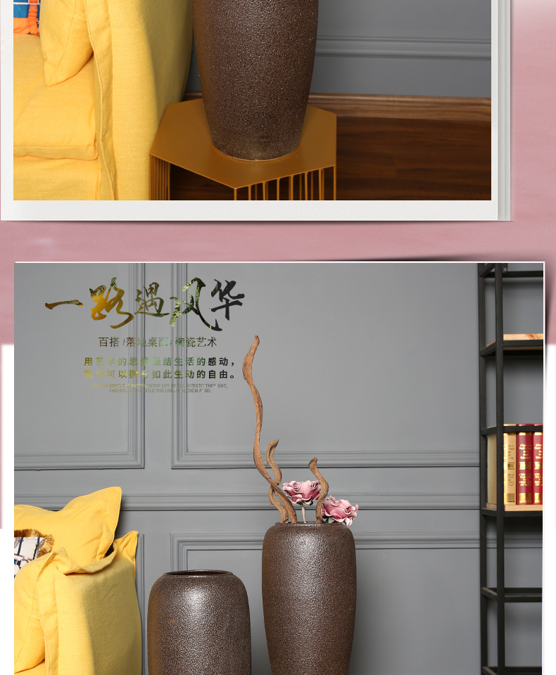 Dried flower vases, jingdezhen ceramic household is suing furnishing articles sitting room TV cabinet decoration to the hotel retro pottery flower arrangement