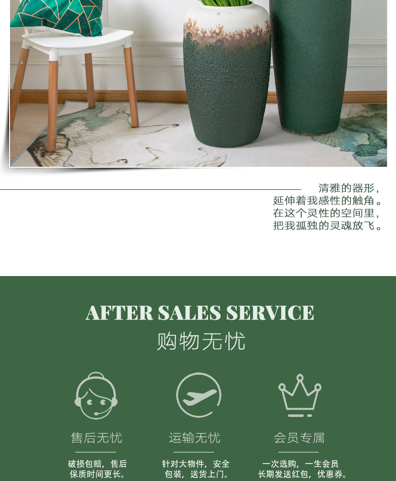 Retro nostalgia of jingdezhen ceramic vase home sitting room ground flowerpot flower arranging furnishing articles pot cylinder adornment