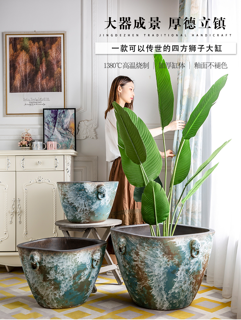 Water lily lotus basin ceramic cylinder tank cycas bonsai pot plant trees goldfish bowl king garden hotel furnishing articles