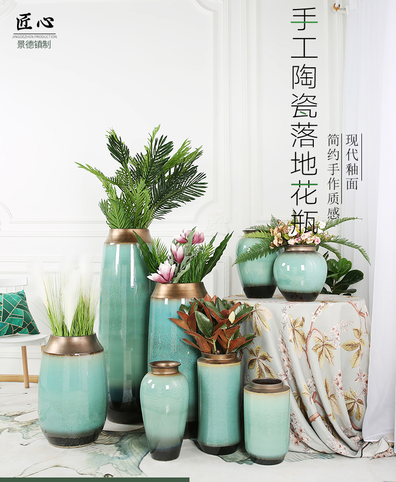 Jingdezhen European ceramic vase landing household is I and contracted sitting room dry flower arranging flowers POTS decoration furnishing articles