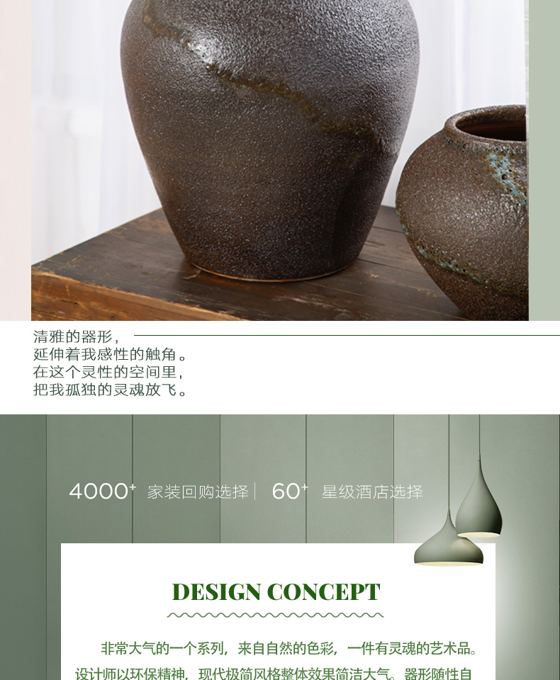 Dried flower vases, pottery jingdezhen ceramic flower implement restoring ancient ways is the sitting room porch flower arranging coarse pottery combination furnishing articles ornaments