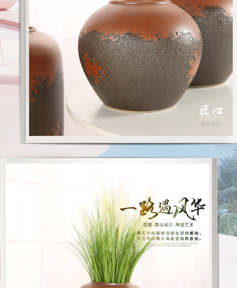 Jingdezhen ceramic coarse pottery vase restoring ancient ways home sitting room hotel is suing flower arranging dried flower POTS to furnishing articles ornaments