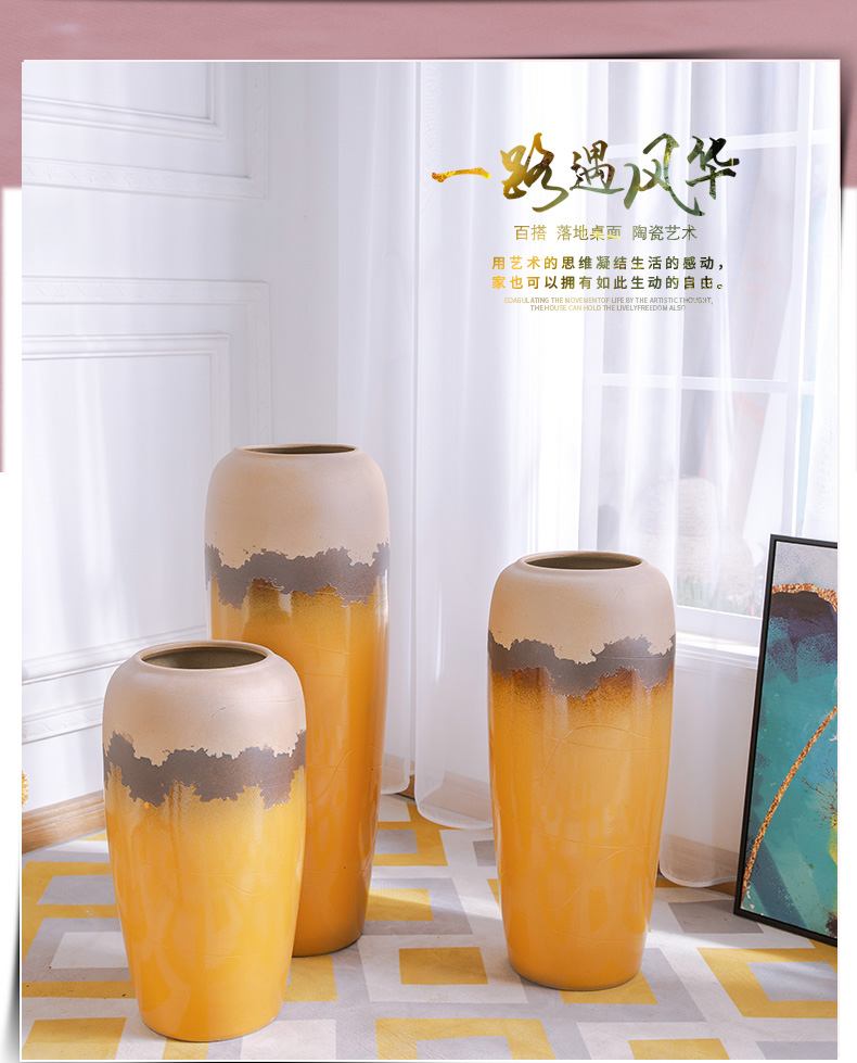 Jingdezhen ceramic flower implement vase desktop dried flower flower POTS to decorate the sitting room is I and contracted TV ark, furnishing articles