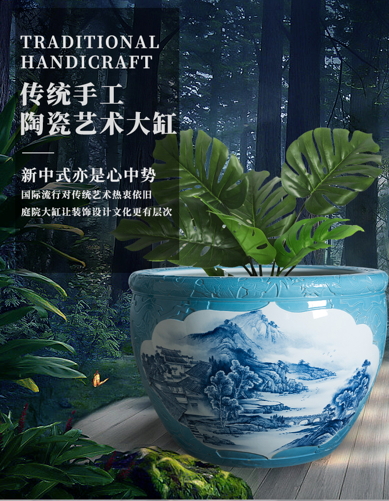 Jingdezhen tank water lily cylinder goldfish bowl cycas bonsai trees to raise a flower pot king garden ceramics sitting room