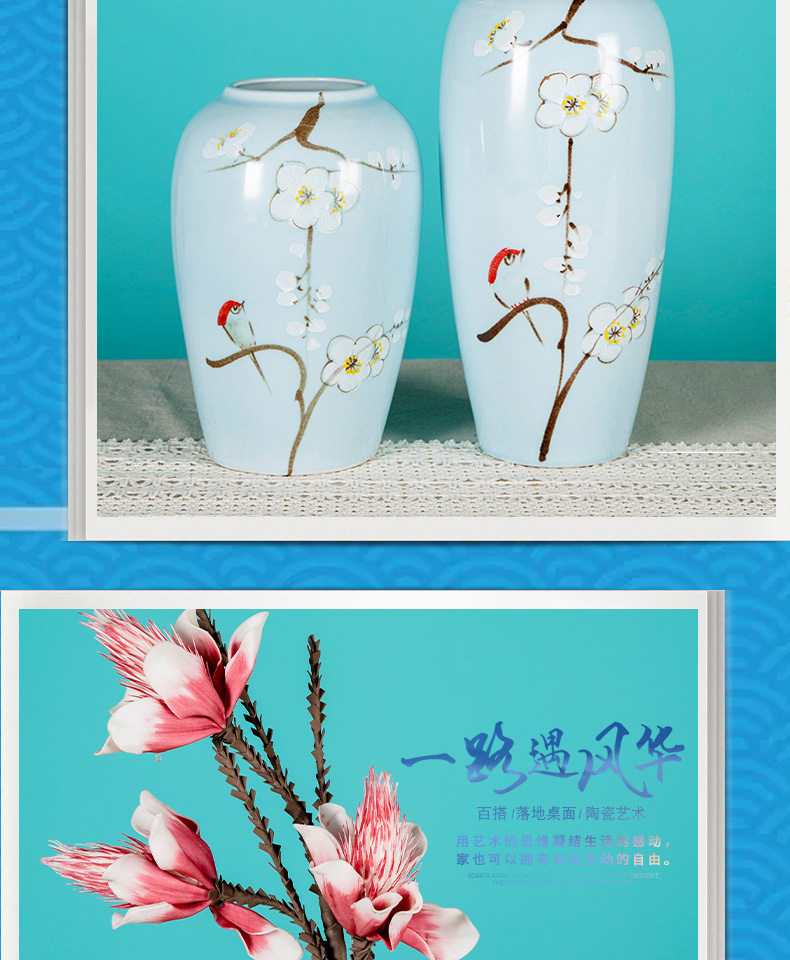 Flower arranging dried flowers of jingdezhen ceramics floret bottle furnishing articles sitting room of new Chinese style household adornment handicraft TV ark