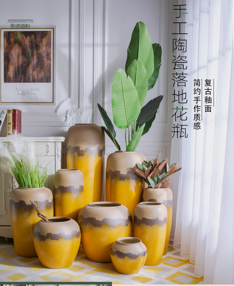 Jingdezhen ceramic flower implement vase desktop dried flower flower POTS to decorate the sitting room is I and contracted TV ark, furnishing articles