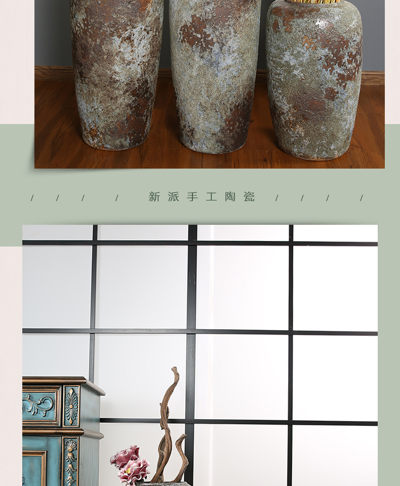 Restoring ancient ways of jingdezhen manual coarse pottery jars, vases, flower arranging dried flowers large flower pot I and contracted landing place