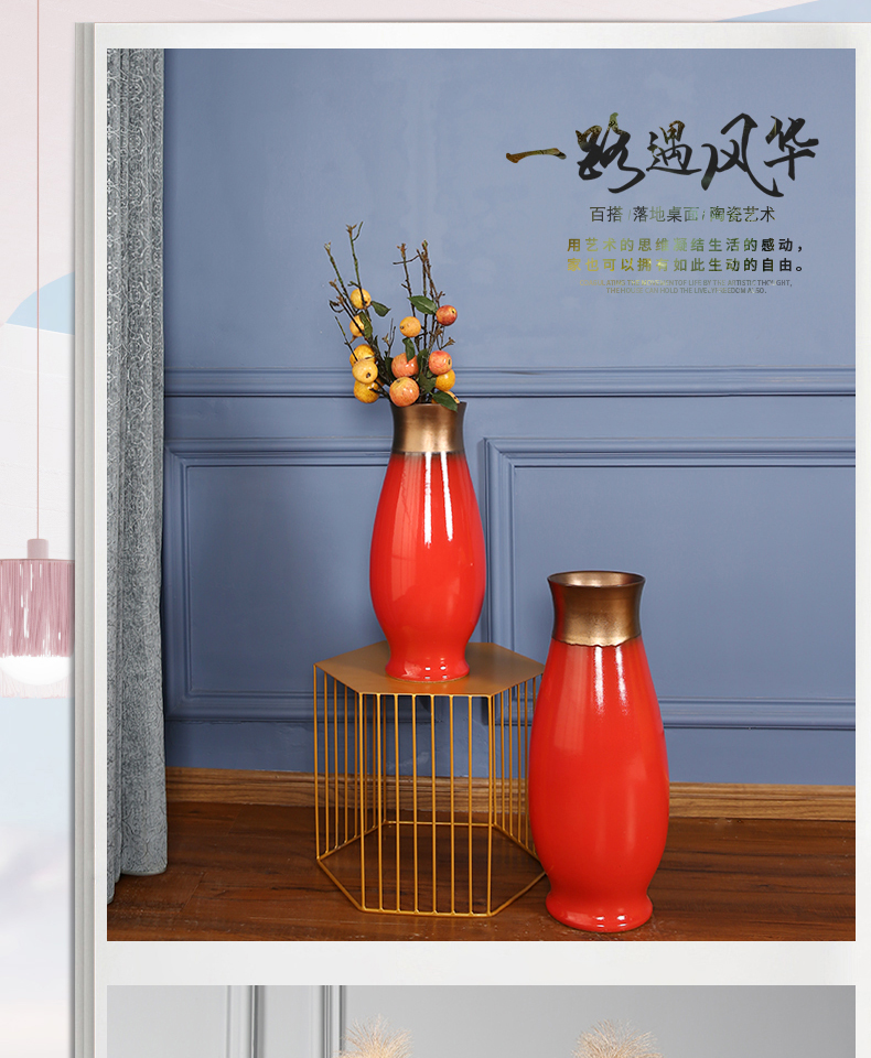 Dried flower vase furnishing articles sitting room decoration flower arranging checking pottery ceramic porcelain Chinese style restoring ancient ways to live in the hotel decoration