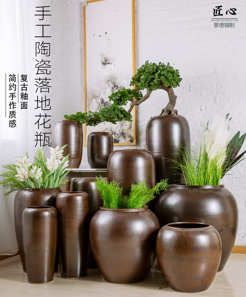 Restoring ancient ways of jingdezhen pottery pottery dried flower vases, small and pure and fresh household is suing living room decoration to the hotel flower arranging furnishing articles