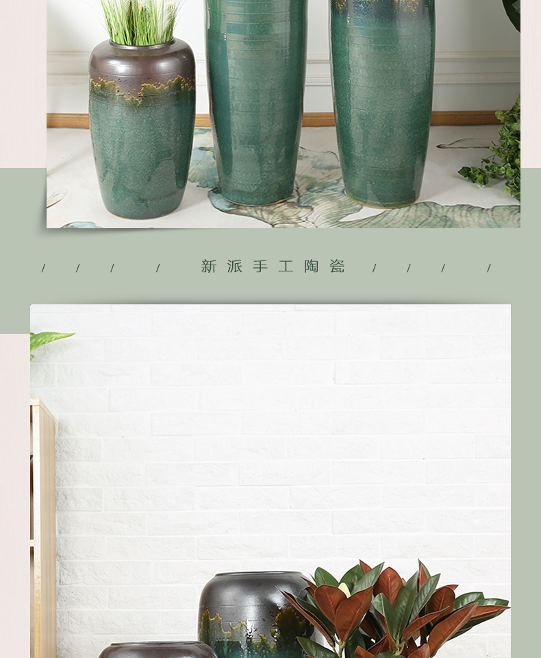 Jingdezhen restoring ancient ways is small pure and fresh and I and contracted sitting room coarse pottery ceramic vase is placed in dry flower POTS decoration