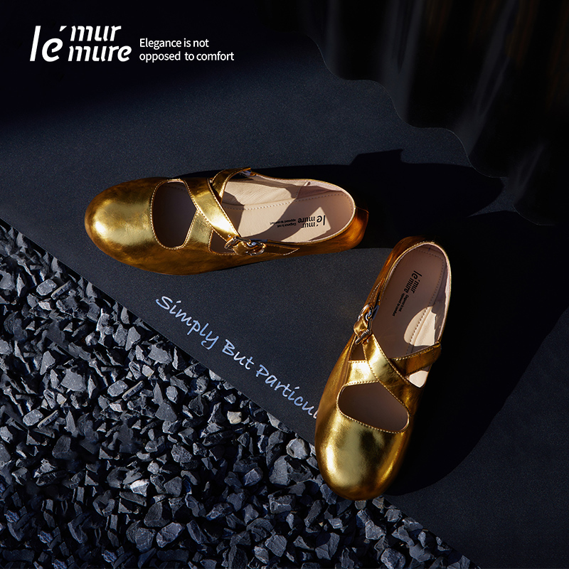 Le' Murmure Italian Imported Patent Leather Handmade Ballet Shoes, Extremely Soft and Comfortable, ins Mary Jane Shoes