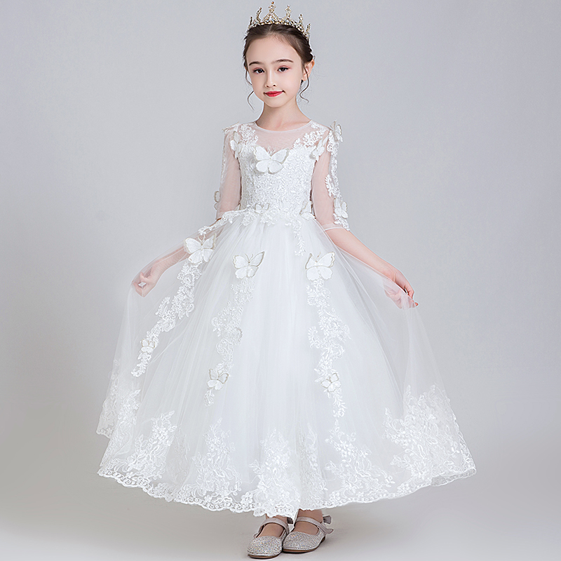 Flower girl dress princess dress girl fluffy yarn children's birthday wedding dress evening dress little host piano performance costume