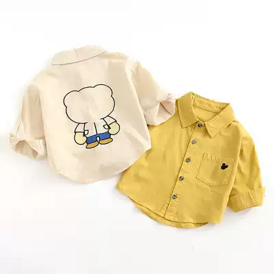 Baby cartoon autumn shirt 0-1-2-3-4-year-old boy casual shirt Baby cotton autumn cardigan spring and autumn