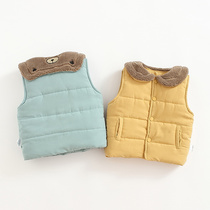 Baby plus velvet vest 2020 new boy foreign-style shoulder children sleeveless coat baby autumn and winter Cotton horse clip