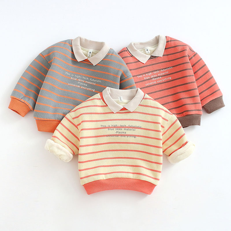 Baby fleece shirt 0-1-2-3-4 years old boy thickened sweater baby winter bottoming shirt children's casual t-shirt