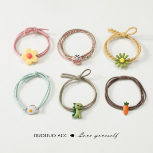 Hairband Girl Korean Cute Cartoon Hair Tie Small Rubber Band Hairband Headwear Leather Case Internet Celebrity Hair Accessory Simple Hairband