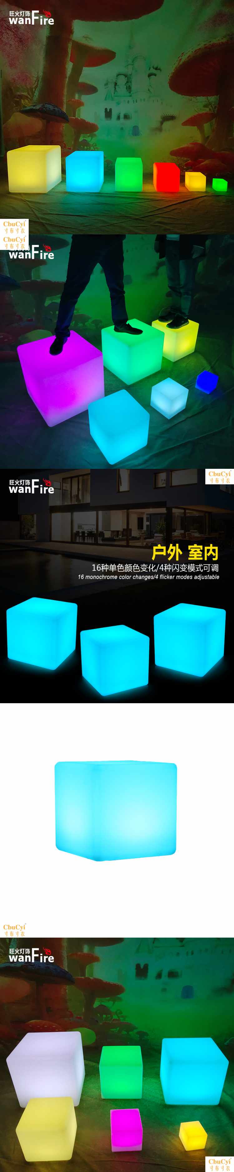 Led khối lập phương không dây điều khiển từ xa thanh đêm ánh sáng đồ nội thất bàn trà ngoài trời vuông phân - Giải trí / Bar / KTV đèn thả quầy bar cafe