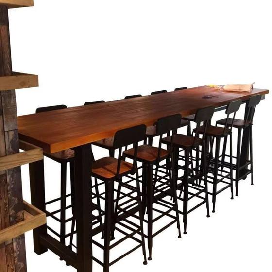 단단한 나무 바 테이블 홈 발코니 벽 좁은 테이블 긴 테이블 밀크티 숍 바 높은 테이블과 의자 조합 상업용