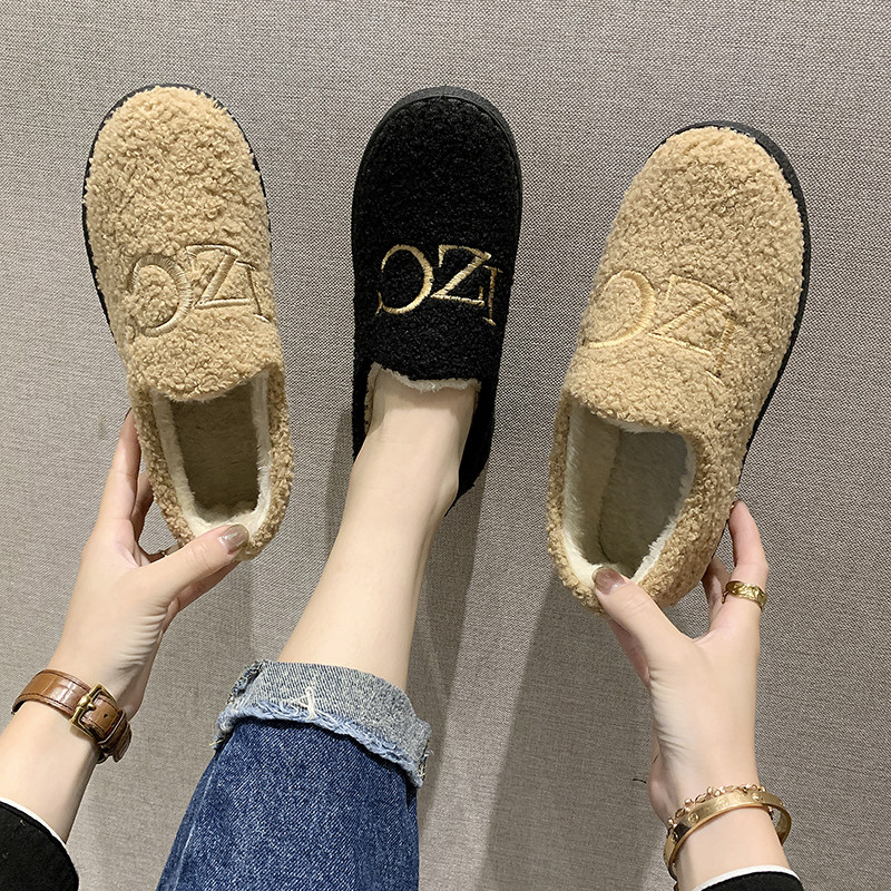 雪地靴女短筒2019新款冬季韩版百搭一脚蹬加绒保暖厚底学生棉鞋女